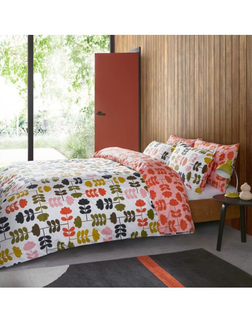 Orla Kiely Cut Stem, multicolour Paprika Bed set, 100% Cotton bedding includes pillowcase