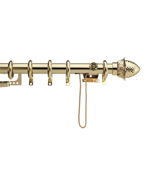 Harrison Drape Pre-Corded Curtain Pole Golden Glide Brass, 25mm,  Extendable
