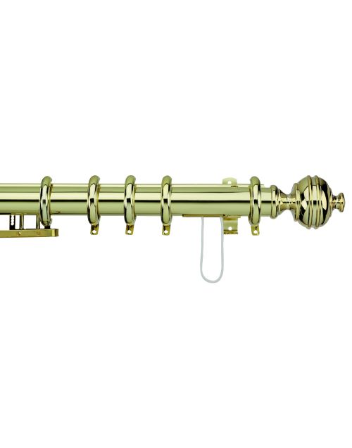 Harrison Drape Pre-Corded Curtain Pole Royal Orb Finial, 38mm diameter, Brass