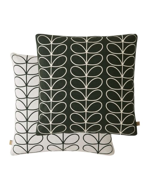 Orla Kiely Small Linear Stem Cushion, Evergreen, 50cm x 50cm Feather Filled