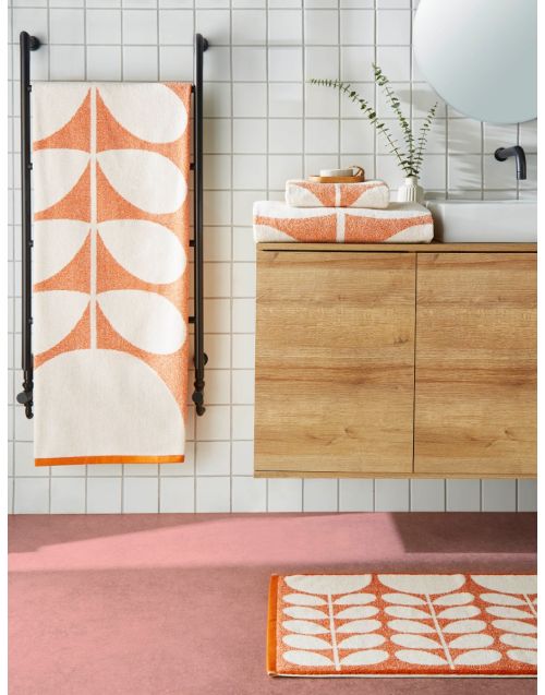 Orla Kiely Sunflower Stem Bathroom Towels, 100% Cotton, Sunset