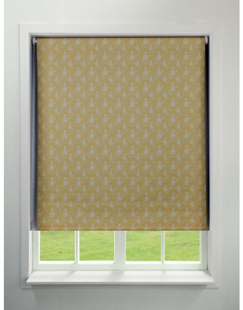 ABC Decor Blackout Roller blind, Traditional Floral, Ochre