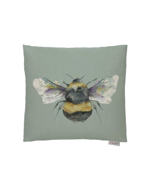 Lorient Decor Bumble Bee Cushion, Duck Egg, Filled Cushion 43cm, Designed and made in the UK