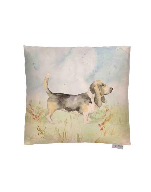 Lorient Decor JEFF THE BASSET HOUND Filed Cushion, 43cm, Designed and made in the UK