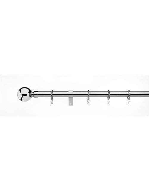 16/19mm Universal Metal Curtain Pole Extendable pole Ball finial, Chrome