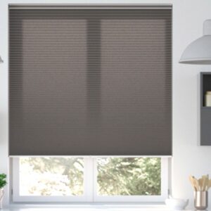 Storm Cloud Dark Grey cellular blind in window