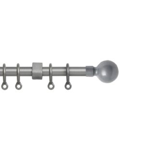 13-16mm Curtain Pole set, Silver matt finish, includes brackets finials and rings