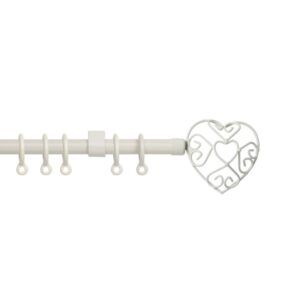 13-16mm Heart Finial Curtain Pole set in Cream with brackets and rings