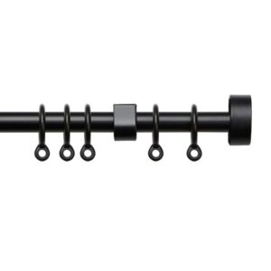 Black 13-16mm Stud finial Curtain Pole set with rings and brackets
