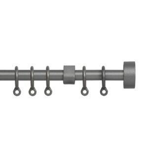 Silver curtain pole with Stud finial ends, 13-16mm with brackets and rings