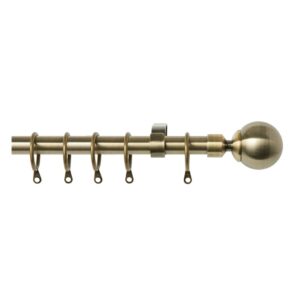 16-19mm Curtain pole set with rings Ball finial Antique Brass