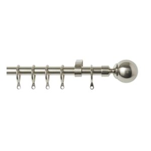 16-19mm Curtain pole set with rings Ball finial Satin Steel