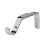 Chrome Curtain Pole passing Bracket support for use with Bay window curtain poles