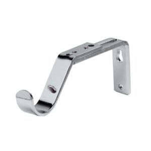 Chrome Curtain Pole passing Bracket support for use with Bay window curtain poles