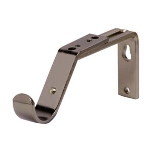 Polished Graphite metal curtain pole bracket, for use with metal curtain poles, grub screw to hold poles securely in place