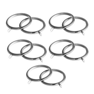 Chrome Curtain pole rings, lined for smooth operation