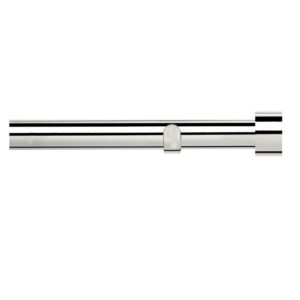 Complete curtain pole set in chrome, with brackets and modern stud finials
