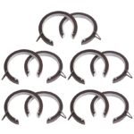 Metal Curtain Ring Polished Graphite colour, C shape passing rings with nylon liners for bay window curtain poles
