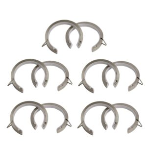 Satin Steel flat nylon lined passing curtain pole rings for bay window curtain poles