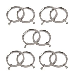 Satin Steel coloured Flat Nylon lined curtain Rings for 28mm Curtain poles