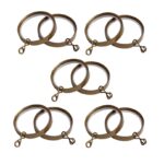 Antique Brass Flat lined Curtain Pole Rings pack of 10