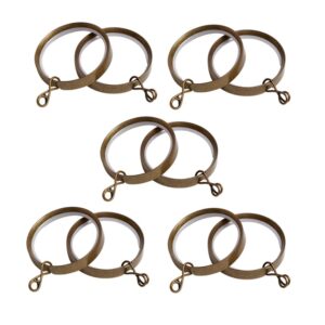 Antique Brass Flat lined Curtain Pole Rings pack of 10
