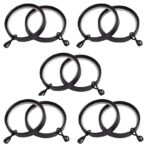 Black Curtain Rings, Flat design nylon lined for 28mm curtain poles