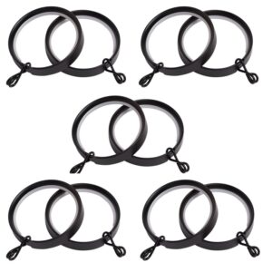 Black Curtain Rings, Flat design nylon lined for 28mm curtain poles