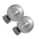 Curtain pole finials contemporary ball in satin steel colour, 1 pair