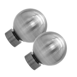 Curtain pole finials contemporary ball in satin steel colour, 1 pair