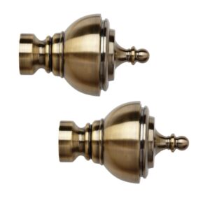 Pair Urn Finials Antique Brass for use on Metal Curtain poles