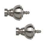 Pair Urn Finials Silver Satin steel colour for use on 28mm Curtain poles