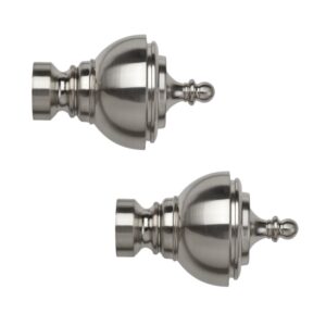Pair Urn Finials Silver Satin steel colour for use on 28mm Curtain poles