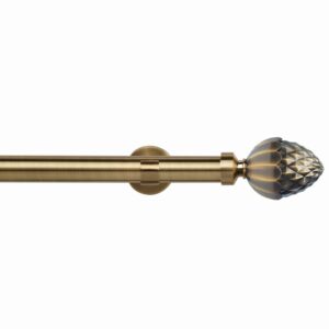 Antique Brass Eyelet curtain pole 35mm diameter with Acorn styre finials
