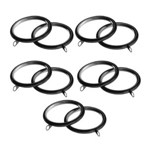 Black metal curtain pole rings for 35mm curtain pole, nylon lined for quiet smooth operation