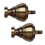 Pair of Antique brass colour Urn finials for 35mm curtain poles