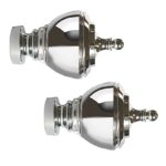 Urn Shaped pair of finials Chrome for use on 35mm curtain poles