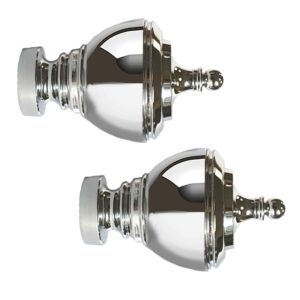 Urn Shaped pair of finials Chrome for use on 35mm curtain poles