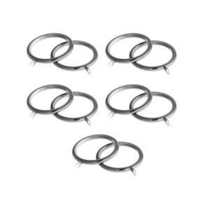 Satin Steel Finish Metal Curtain Pole rings for 35mm Curtain pole, nylon lined for quiet smooth operation