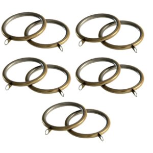 Antique Brass metal curtain rings for 35mm curtain pole, nylon lined for quiet smooth operation
