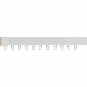 White Metal curtain track fits with no drilling or screwing to wall, recess window fit