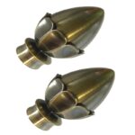 Pair of Antique Brass finial ends for use with 28mm curtain poles