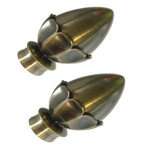 Pair of Antique Brass finial ends for use with 28mm curtain poles