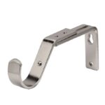 Bay Window Curtain pole bracket Satin Steel, passing design