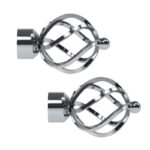 Metal Cage Curtain pole finials in Chrome colour finish to fit 28mm curtain poles