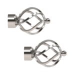 Satin Steel Curtain pole finials ends one pair for 28mm curtain poles