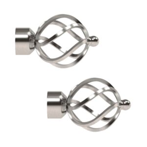 Satin Steel Curtain pole finials ends one pair for 28mm curtain poles