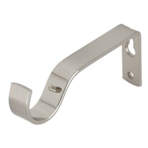 Metal Satin Steel coloured Curtain pole bracket Fixed length for use on 28mm curtain poles