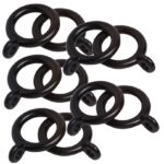 Plastic curtain rings in black, pack of 10 for 13-16 millimetre curtain poles
