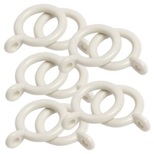 plastic curtain rings in cream, for use with 13-16 millimetres curtain poles